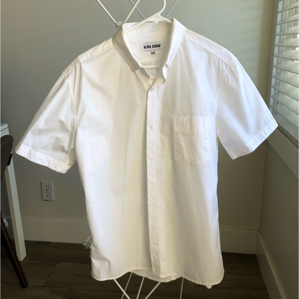 Aloha Sunday Button Down Short Sleeve White Mens Medium